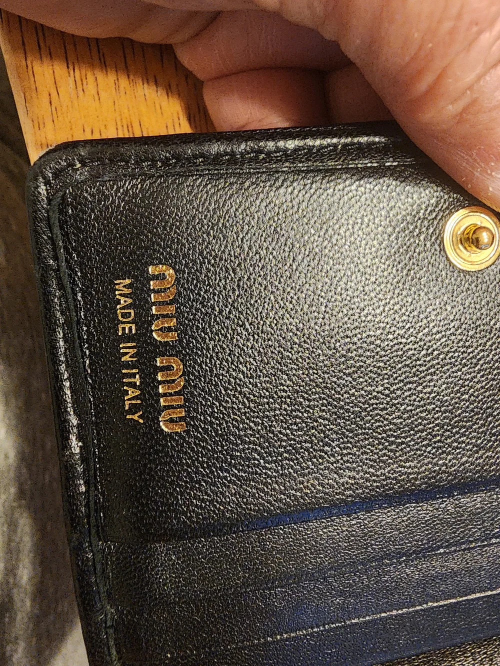 black Miu Miu Small Matelassé Nappa Leather Wallet